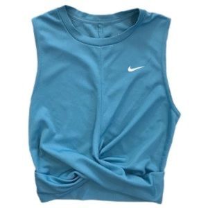 Nike Women's Dri-Fit Twist Cropped Training Tank Top (Turquoise Blue)